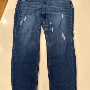Eloquii Distressed Skinny Jeans in Dark Blue